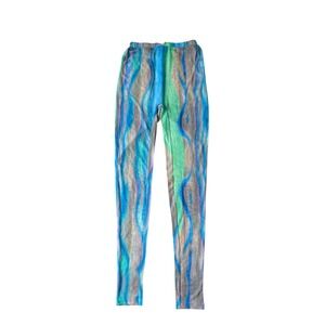 Shane Justin Mesh Leggings Women Blue Green Abstract Swirl NWT SIZE Small